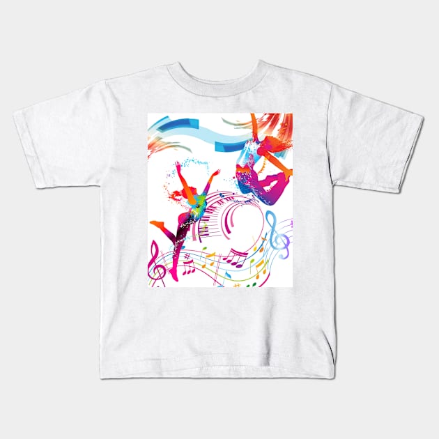 Unique Dancing Girls Design Kids T-Shirt by Zwen Rubby